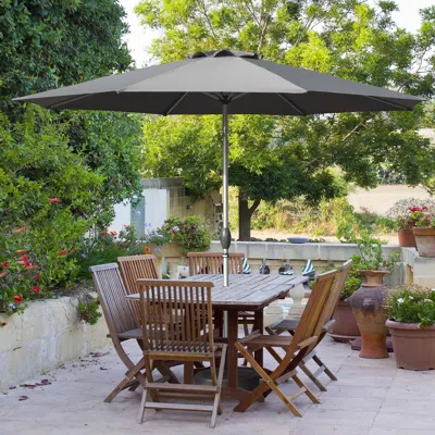 Outskribed 10ft Patio Umbrella, Outdoor Table Umbrella With Push Button Tilt And Crank, Uv Protection Waterproo In Multi