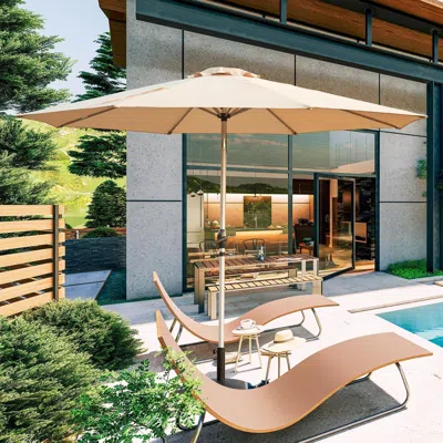 Outskribed 10ft Patio Umbrella, Outdoor Table Umbrella With Push Button Tilt And Crank, Uv Protection Waterproo In Multi