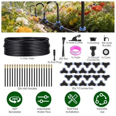 Outskribed 360° Bendable Drip Irrigation System With 49ft 5/8' Tubing Hose 5/16' Faucet Connector Automatic Wat In Multi