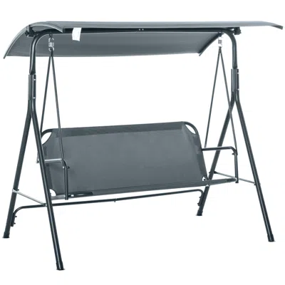 Outskribed 3-person Porch Swing With Stand, Outdoor Swing For Patio Porch With Adjustable Tilt Canopy And Comfo In Gray