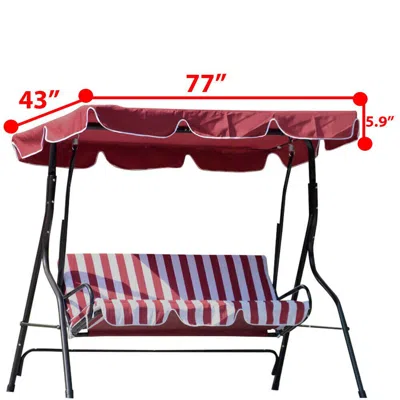 Outskribed 77"x43" Patio Outdoor Garden Swing 300d Canopy Replacement Porch Top Cover Seat, Burgundy In Black