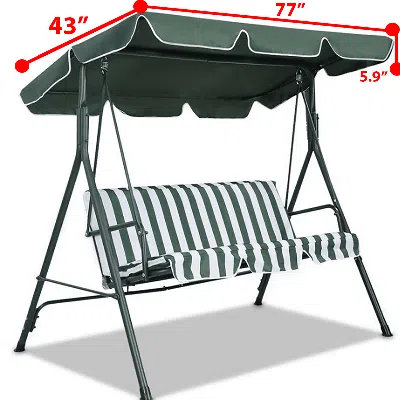 Outskribed 77"x43" Patio Outdoor Garden Swing 300d Canopy Replacement Porch Top Cover Seat In Green