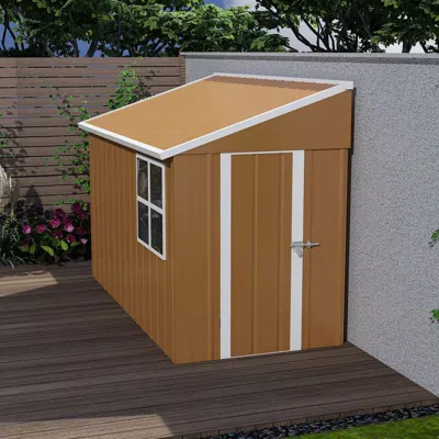 Outskribed 8x4 Ft Heavy-duty Metal Storage Shed With Double Doors, Windows & Ventilation - Weatherproof Outdoor In Multi