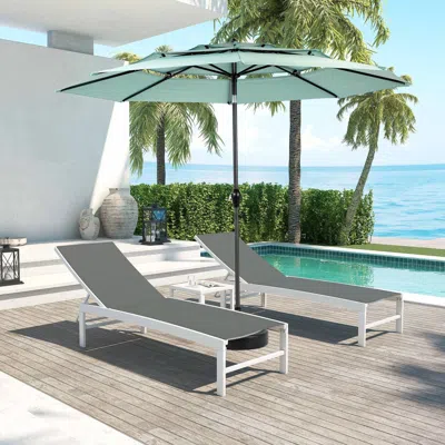 Outskribed Aluminium 10ft 3 Tier Auto-tilt Umbrella,outdoor Patio Umbrella - Market Table Pool Deck Umbrella (b In Gray