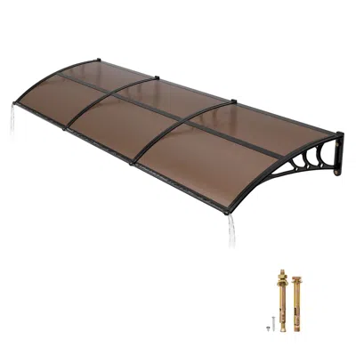 Outskribed Awnings For Door Entrance, 38 X 117 In, Exterior Front Door Window Awnings With Drainage & Abs Brack In Brown