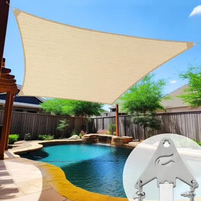 Outskribed Super Ring 16'x16' Beige Triangle Sun Shade Sail, Commercial Grade Upf50 Canopy, 280 Gsm Heavy Duty  In Multi
