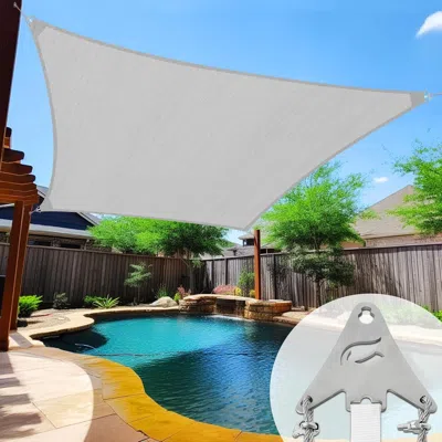 Outskribed Super Ring 16'x16' Beige Triangle Sun Shade Sail, Commercial Grade Upf50 Canopy, 280 Gsm Heavy Duty  In White
