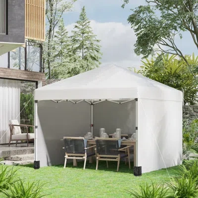 Outsunny 10 Ft. W X 10 Ft. D Steel Party Tent In Beige