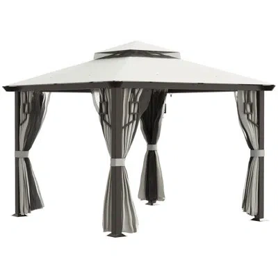 Outsunny 10 Ft. W X 10 Ft. D Metal Patio Gazebo In Cream