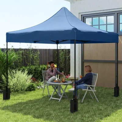Outsunny 10' X 10' Canopy Replacement Cover With 4 Weight Bags And 8 Drainage Holes, Upf50+ Pop Up Canopy Cov In Navy Blue