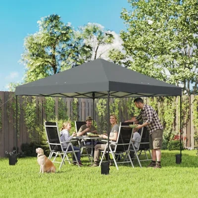 Outsunny 10 X 10 Ft Pop Up Canopy Tent With One Push Setup, Easy Setup Outdoor Portable Instant Canopy Shelte In Dark Gray