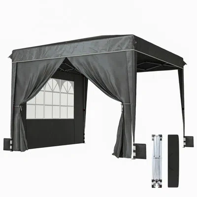 Outsunny 10 X 10 Ft Pop Up Canopy Tent With Sidewalls, Upf50+ Outdoor Portable Instant Canopy Shelter With Ca In Black