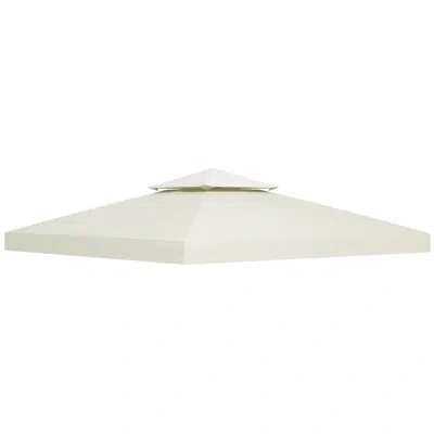 Outsunny 10' X 10' Gazebo Replacement Canopy, 2-tier Top Uv Cover For 9.84' X 9.84' Outdoor Gazebo, Cream Whi In White