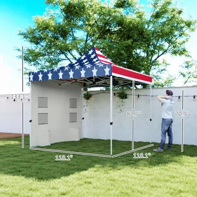Outsunny 10' X 10' Heavy Duty Pop Up Canopy Tent With Sidewall, Upf50+ Instant Sun Shelter With Storage Pocke