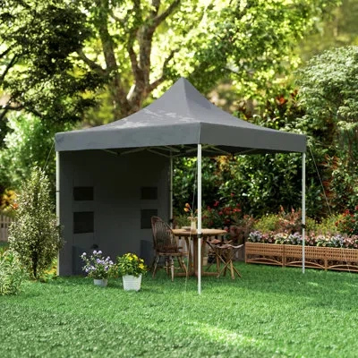 Outsunny 10' X 10' Heavy Duty Pop Up Canopy Tent With Sidewall, Upf50+ Instant Sun Shelter With Storage Pocke In Gray