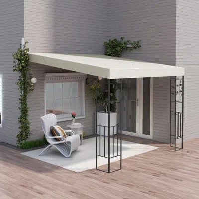 Outsunny 10' X 10' Outdoor Pergola Canopy, Metal Patio Canopy With Weather-resistant Fabric And Drainage Hole In Cream