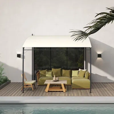 Outsunny 10' X 10' Outdoor Pergola Gazebo With Uv-resistant Canopy And Metal Frame, Sun Shade Shelter For Por In Cream