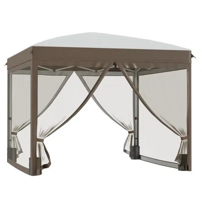 Outsunny 10' X 10' Pop Up Canopy Tent With Netting, Instant Sun Shelter, Tents For Parties, Height Adjustable In Cream
