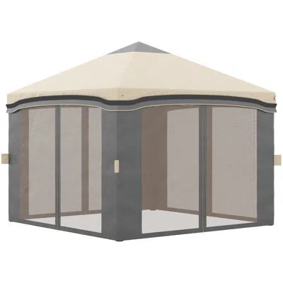 Outsunny 10' X 10' Pop Up Canopy Tent With Netting, Instant Tents For Parties, Height Adjustable, With Wheele In Gray