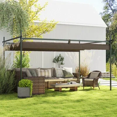 Outsunny 10' X 13' Retractable Pergola Canopy With Stronger Metal Frame, Outdoor Pergola Sun Shade Shelter Fo In Matte Black