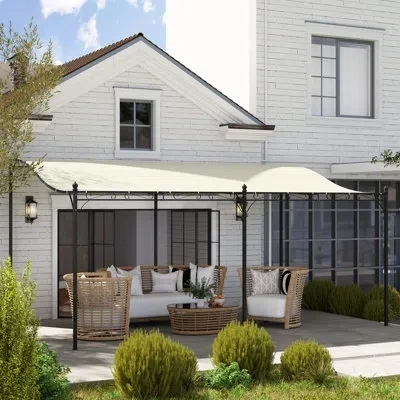 Outsunny 10' X 16' Outdoor Pergola Canopy, Metal Patio Canopy With Weather-resistant Fabric And Drainage Hole In Cream White