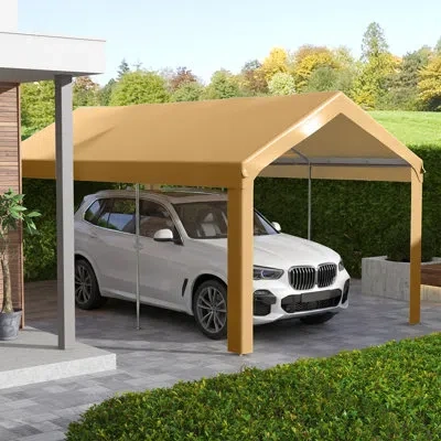 Outsunny 10' X 20' Carport Replacement Top Canopy Cover, Uv And Water Resistant Portable Garage Shelter Cover In Brown