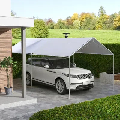 Outsunny 10' X 20' Carport Replacement Top Canopy Cover, Uv Resistant And Water Resistant Car Port Portable G In White