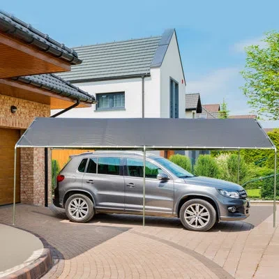 Outsunny 10'x20' Carport Heavy Duty Galvanized Car Canopy With Included Anchor Kit, 3 Reinforced Steel Cables In Gray