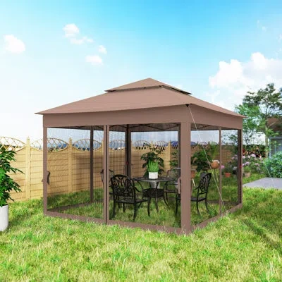 Outsunny 11' X 11' Pop Up Canopy, Outdoor Patio Gazebo Shelter With Removable Zipper Netting, Instant Event T