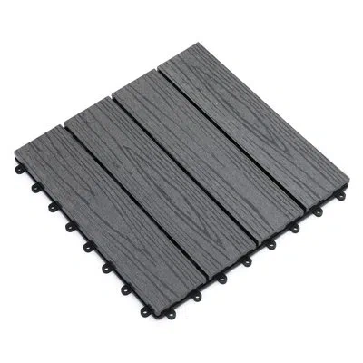 Outsunny 11.8" X 11.8" Composite Interlocking Deck Tile In Gray