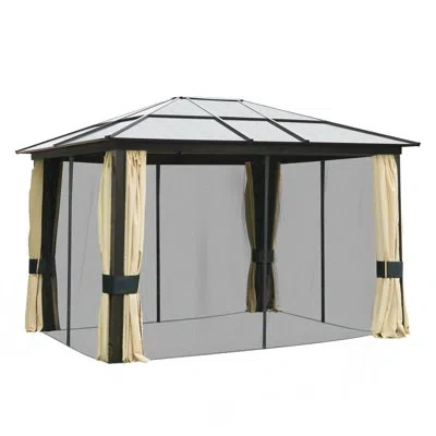 Outsunny 12 Ft. W X 10 Ft. D Steel Patio Gazebo In Beige