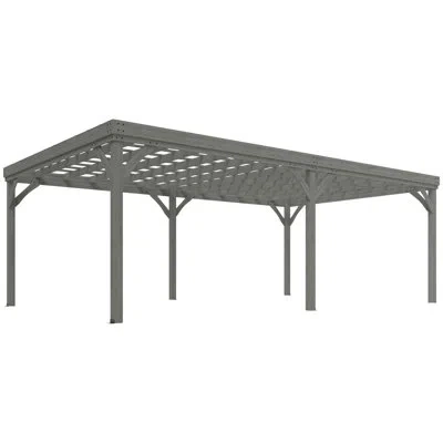 Outsunny 12' X 20' Outdoor Pergola, Wood Gazebo Grape Trellis With Concrete Anchors For Climbing Plant Suppor In Multi
