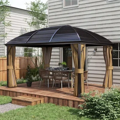 Outsunny 13 Ft. W X 10 Ft. D Steel Patio Gazebo In Brown