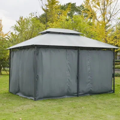 Outsunny 13 Ft. W X 10 Ft. D Steel Patio Gazebo In Gray
