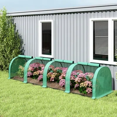 Outsunny 13' X 3' X 2.5' Mini Greenhouse, Portable Tunnel Green House With Roll-up Zippered Doors, Uv Waterpr