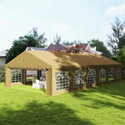 Outsunny 20' X 40' Heavy Duty Party Tent, Galvanized Outdoor Canopy Tent Large Event Shelter With Removable S In Brown