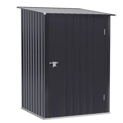 Outsunny 3 Ft. 3 In. W X 3 Ft. 4 In. D Galvanized Steel Lean-to Tool Shed In Dark Gray