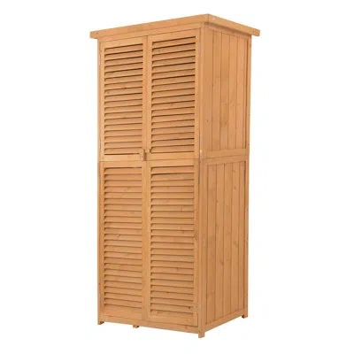 Outsunny 3 Ft. W X 2 Ft. D Solid Wood Vertical Storage Shed In Brown