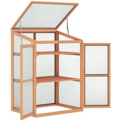 Outsunny 30.71" W X 23.62" D Greenhouse In Natural Wood