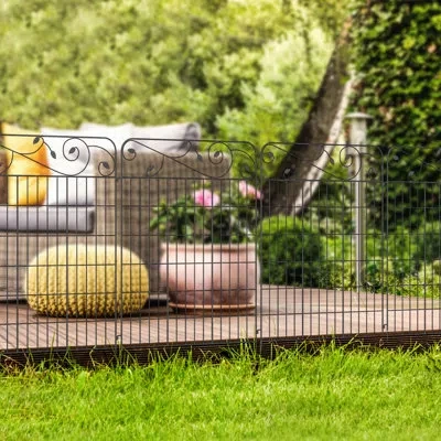 Outsunny 3.5 Ft. H X 11.5 Ft. W Metal Fence Panel In Black