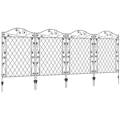 Outsunny 3.5 Ft. H X 11.5 Ft. W Metal Fence Panel In Black