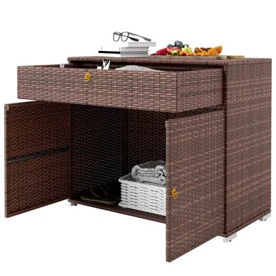 Outsunny 39.4'' W 196 Gallons Water Resistant Wicker Towel Valet In Brown