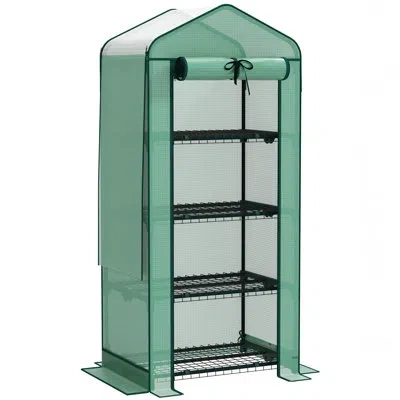 Outsunny 4 Tier Mini Greenhouse With Screen Roof, 27.6" X 19.7" X 62.2", Portable Small Greenhouse With High 