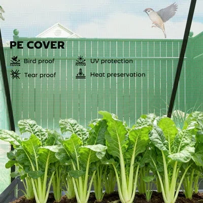 Outsunny 4 X 3 X 1ft Raised Garden Bed With Mini Greenhouse, Galvanized Raised Garden Bed With Cover For Herb