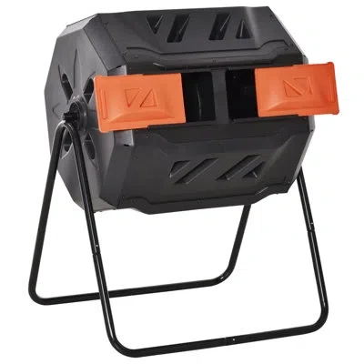Outsunny 42 Gal. Outdoor Tumbler Composter With Latching Lid In Orange