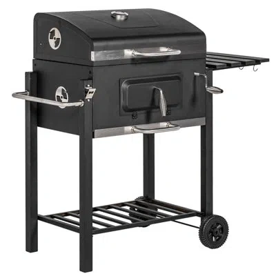 Outsunny 44.5'' W Portable Charcoal Grill In Black