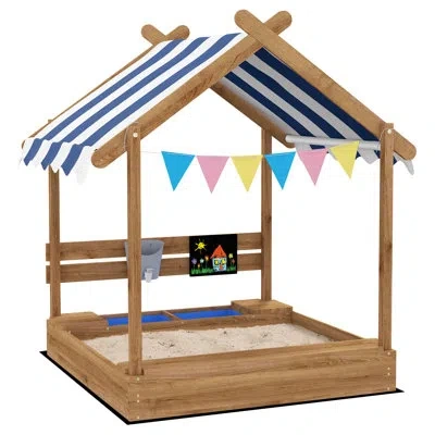 Outsunny 45.7'' X 57.5'' Rectangle Sandbox In Brown