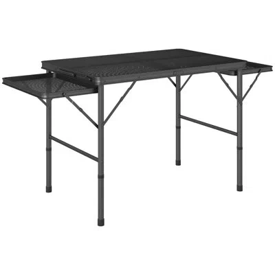 Outsunny 4.5ft Folding Grill Table, Height Adjustable Camping Table In Matte Black