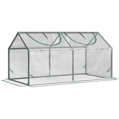 Outsunny 47" X 24" X 24" Portable Mini Tunnel Greenhouse Garden Planting Outdoor Flower Warm House Box W/ 2 W In Clear