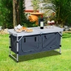Outsunny 47.2" Rectangular Fold-in-half Adjustable Folding Table In Silver